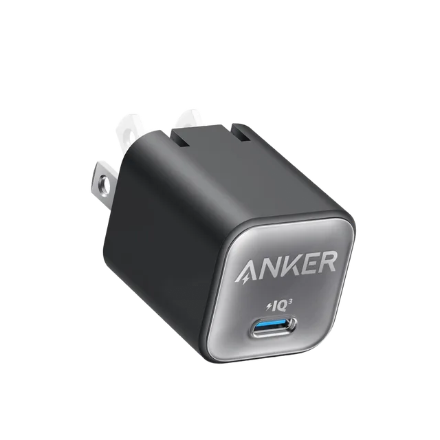 Anker Nano 30W compact USB-C wall charger with foldable prongs