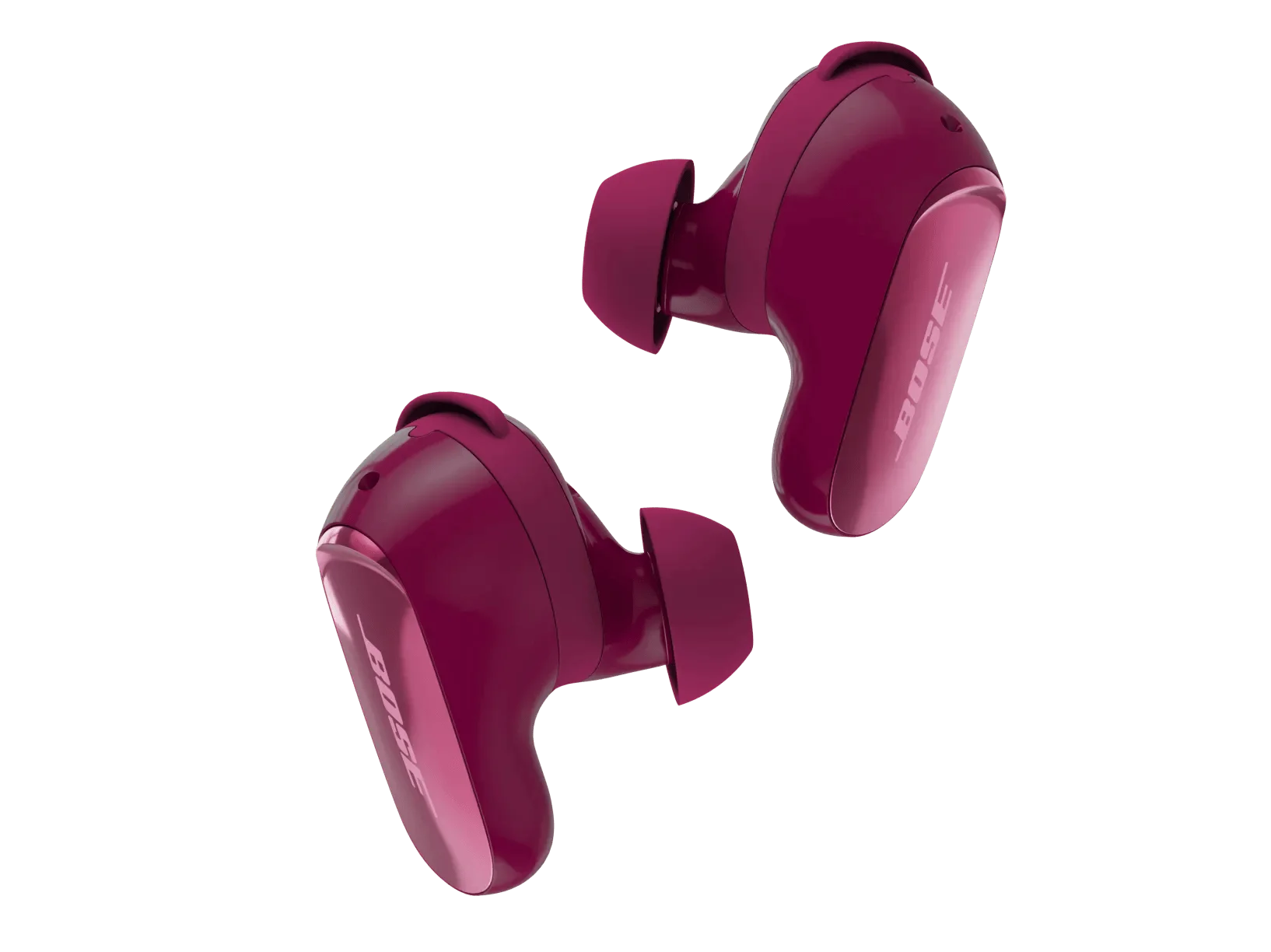 Bose QuietComfort Ultra Earbuds 2nd Gen in Deep Plum color shown in their charging case