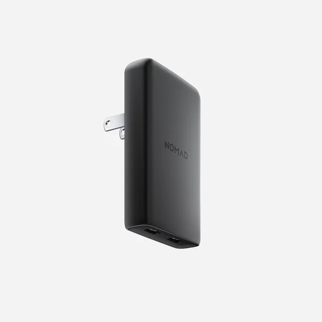 Nomad 65W Slim AC Adapter in carbide finish with dual USB-C ports
